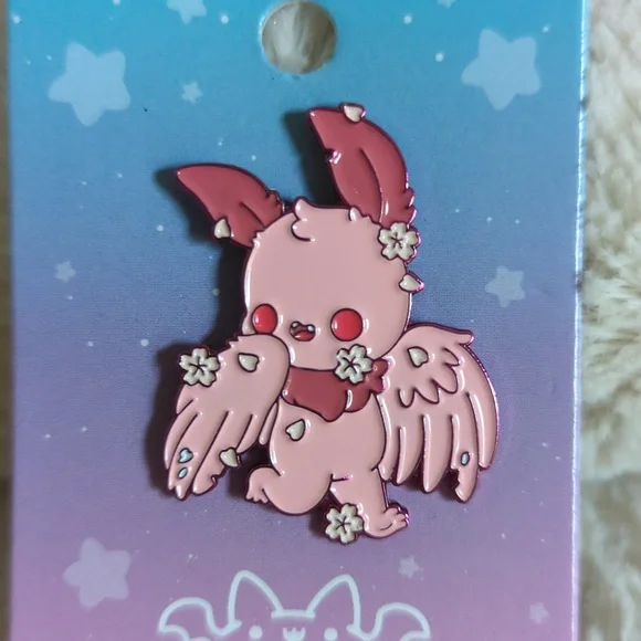 ✨2/$12✨Kawaii Pink Bat Monster Cute Enamel Pin - Picture 2 of 4
